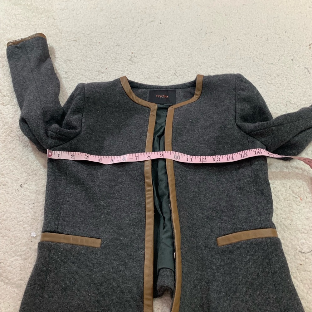 Maje wool faux leather trim jacket - Picture 3 of 6